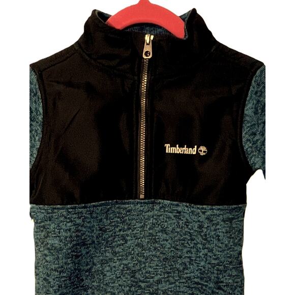 Timberland Fleece Pullover Boys Size 3T Green Black Long Sleeve 1/4 Zip Unisex - Picture 3 of 7